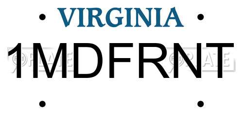 1MDFRNT Virginia License Plate