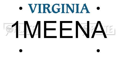 1MEENA Virginia License Plate