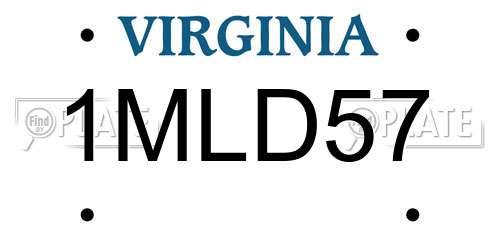 1MLD57 Virginia License Plate