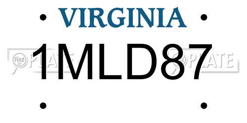 1MLD87 Virginia License Plate