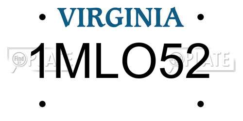 1MLO52 Virginia License Plate