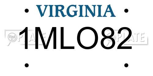 1MLO82 Virginia License Plate