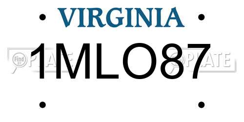 1MLO87 Virginia License Plate