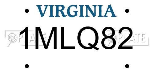 1MLQ82 Virginia License Plate