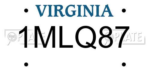 1MLQ87 Virginia License Plate