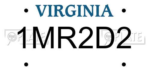 1MR2D2 Virginia License Plate