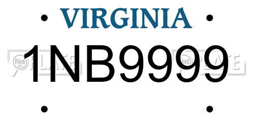 1NB9999 Virginia License Plate