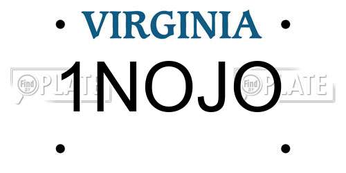 1NOJO Virginia License Plate