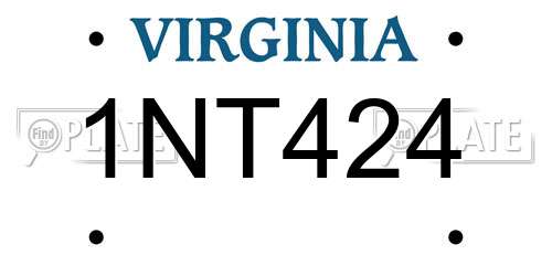 1NT424 Virginia License Plate