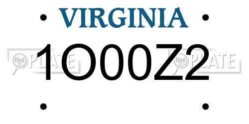 1O00Z2 Virginia License Plate