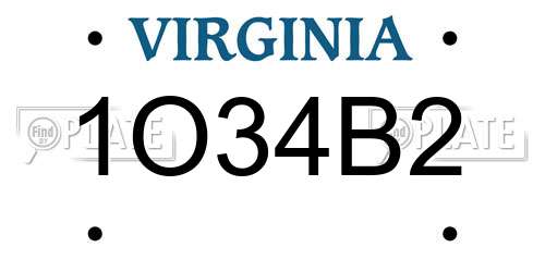 1O34B2 Virginia License Plate