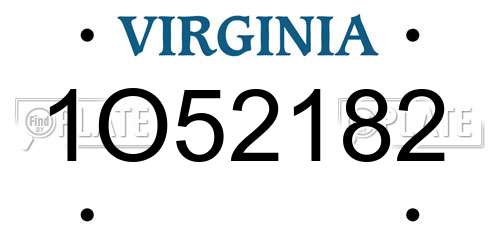1O52182 Virginia License Plate