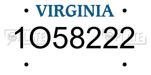 1O58222 Virginia License Plate