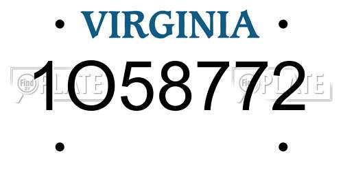 1O58772 Virginia License Plate