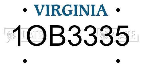 1OB3335 Virginia License Plate