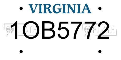 1OB5772 Virginia License Plate