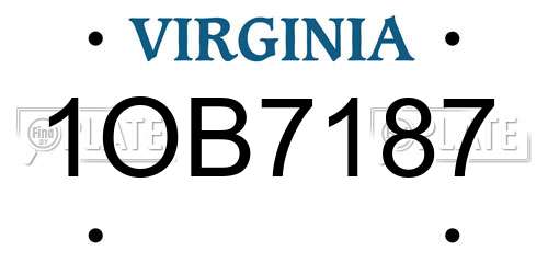 1OB7187 Virginia License Plate