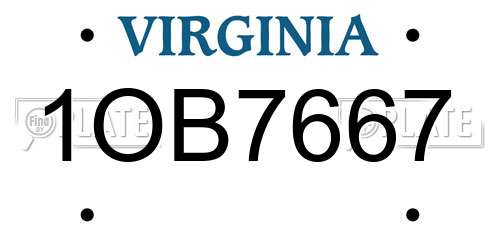 1OB7667 Virginia License Plate