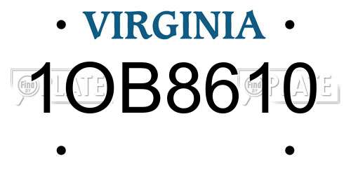 1OB8610 Virginia License Plate