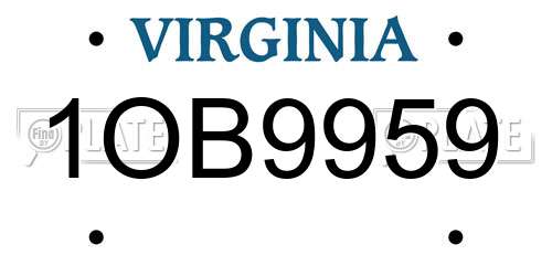 1OB9959 Virginia License Plate