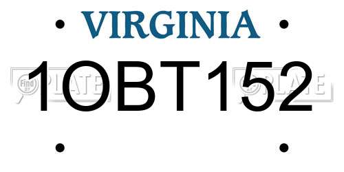 1OBT152 Virginia License Plate