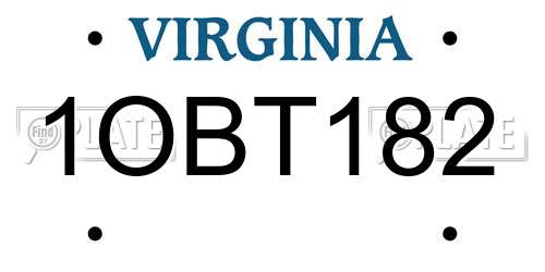 1OBT182 Virginia License Plate