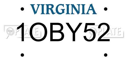 1OBY52 Virginia License Plate