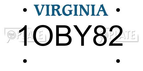 1OBY82 Virginia License Plate