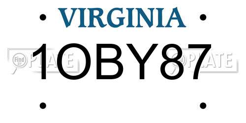 1OBY87 Virginia License Plate