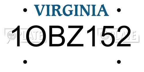 1OBZ152 Virginia License Plate