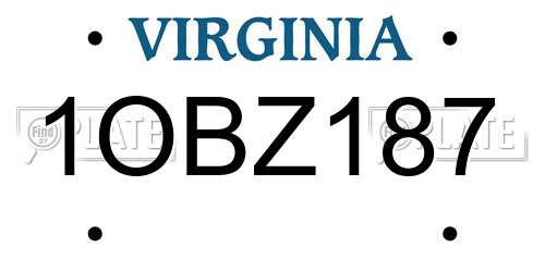 1OBZ187 Virginia License Plate