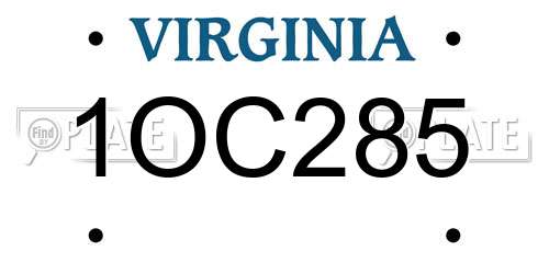 1OC285 Virginia License Plate