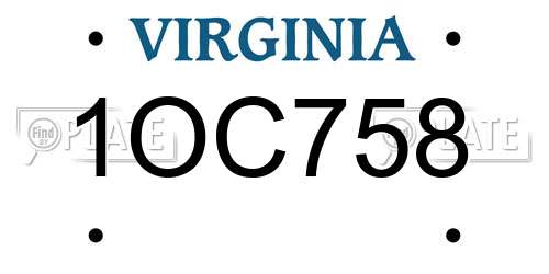 1OC758 Virginia License Plate
