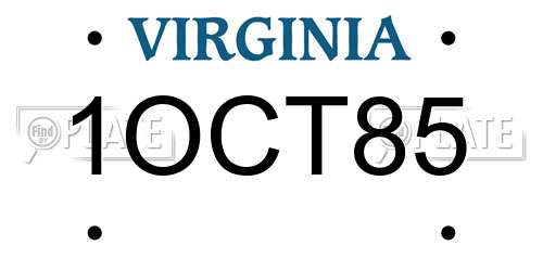 1OCT85 Virginia License Plate