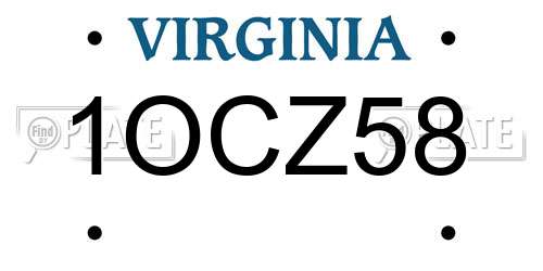 1OCZ58 Virginia License Plate