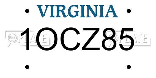 1OCZ85 Virginia License Plate
