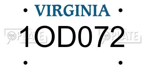 1OD072 Virginia License Plate