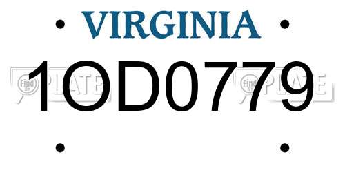 1OD0779 Virginia License Plate