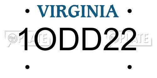 1ODD22 Virginia License Plate