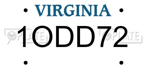 1ODD72 Virginia License Plate