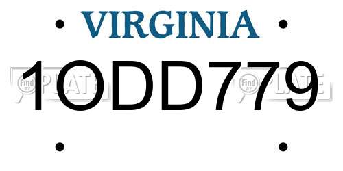 1ODD779 Virginia License Plate