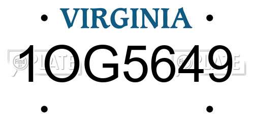 1OG5649 Virginia License Plate