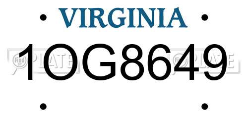1OG8649 Virginia License Plate