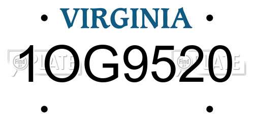 1OG9520 Virginia License Plate
