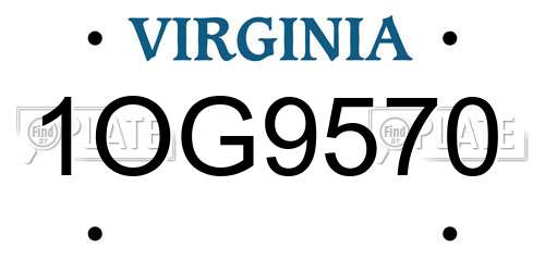 1OG9570 Virginia License Plate