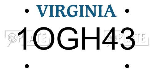1OGH43 Virginia License Plate