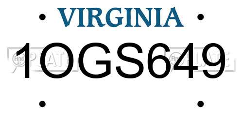 1OGS649 Virginia License Plate