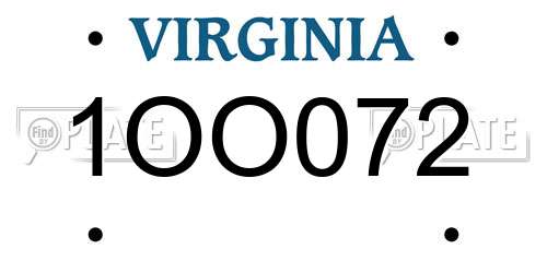 1OO072 Virginia License Plate