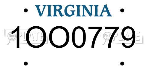 1OO0779 Virginia License Plate