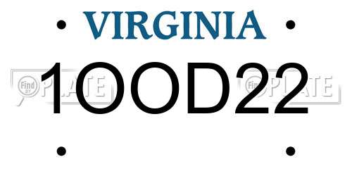 1OOD22 Virginia License Plate